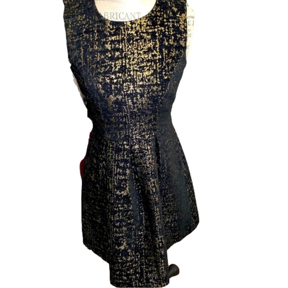 VERA Moda Black & Gold Holiday Mini Dress Size 36 Small
